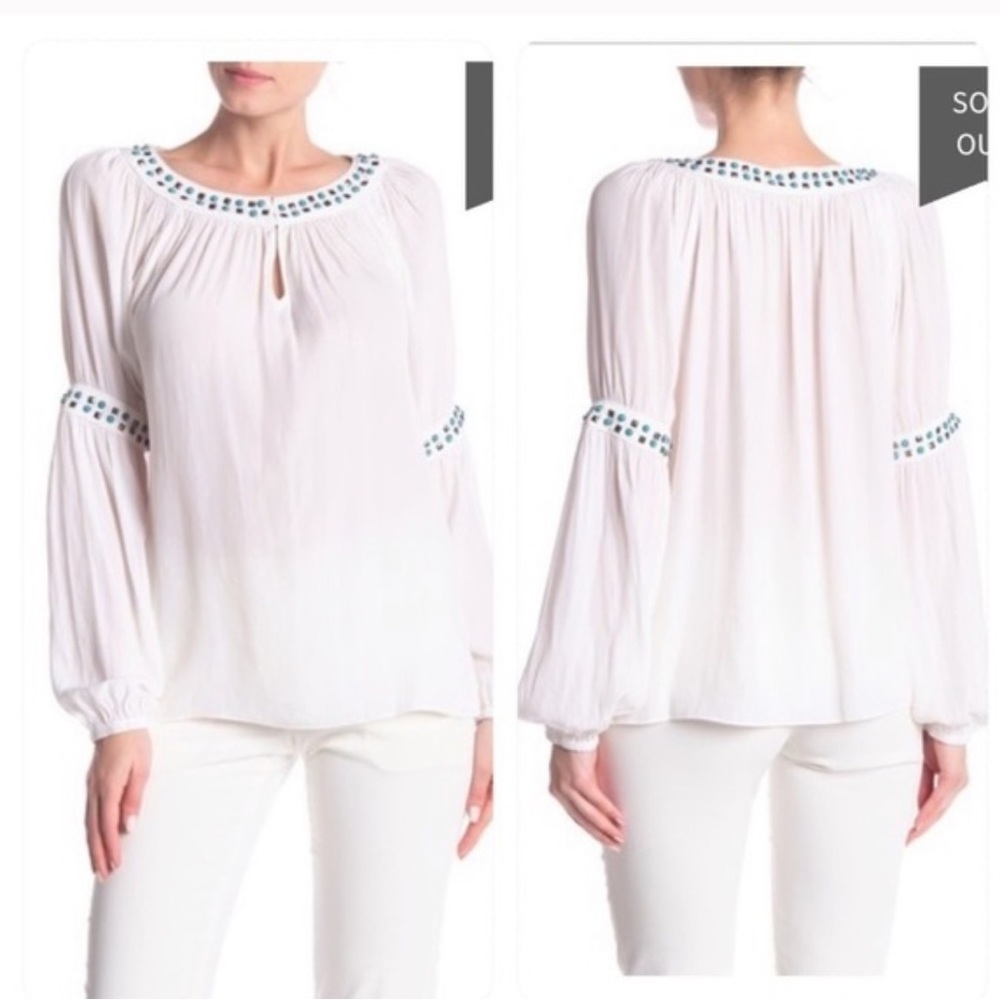 Ramy Brook | Embellished Studded White Blouse